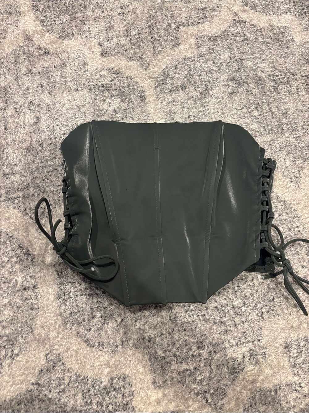 Dark Green Lace-Up Bustier Crop Top